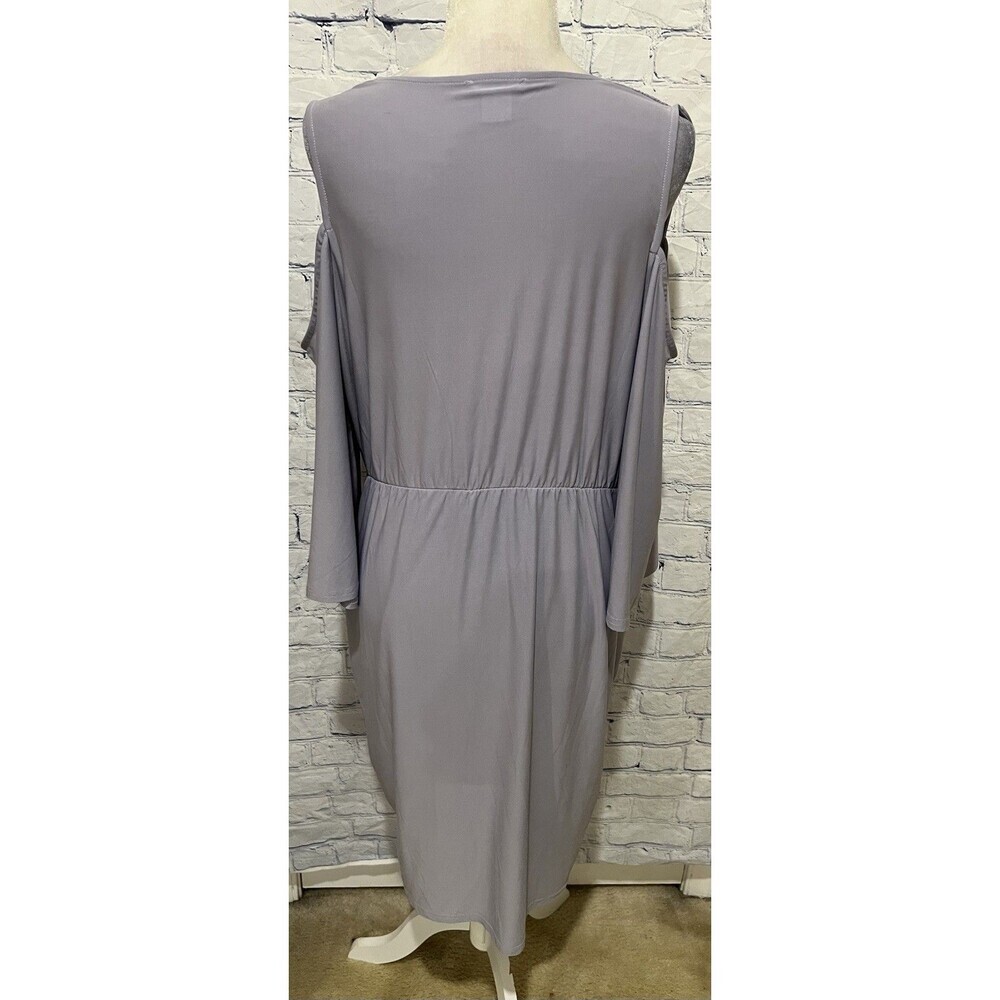 Venus Cold Shoulder Wrap Dress, Lined With Kimono Sleeves Light Purple XL - Picture 4 of 8